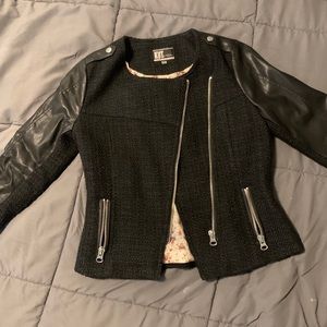 Tweed/ Faux Leather Jacket